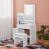 White Dressing Table&Stool Set Makeup Desk Vanity Table Drawers Mirror Dresser