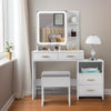Large Dressing Table Bedroom Vanity Table Stool Set with Cabinet Drawer Shelves
