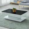 High Gloss Black&White Glass Coffee Table with 2 Drawers End Table Living Room