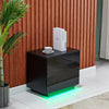 2 Drawers LED Light Bedside Table Side Nightstand Storage Organiser High Gloss