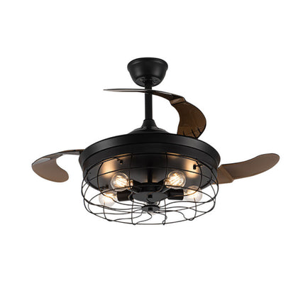 Industrial LED Ceiling Fan Light Kitchen Living Room Fandelier Remote E27 Blubs