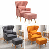 Upholstered Velvet Accent Armchair Queen Wing Back Single Sofa Chair with Stool