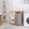 Bamboo Laundry Hamper Stand 3-tier Laundry Organizer with Removable Sliding Bag