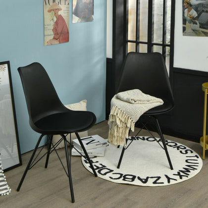 Set of 2 Dining Chair Modern Lounge Chair Makeup Vanity Chair Cushioned PU Seat