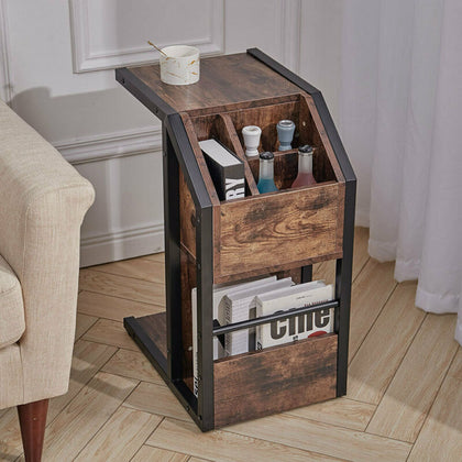Storage Compartments Wood Bedside Table Cabinet Living Room Furniture NightStand