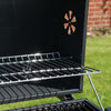 Charcoal Grill BBQ Trolley Wheels Garden Smoker Steel Temperature Control Black