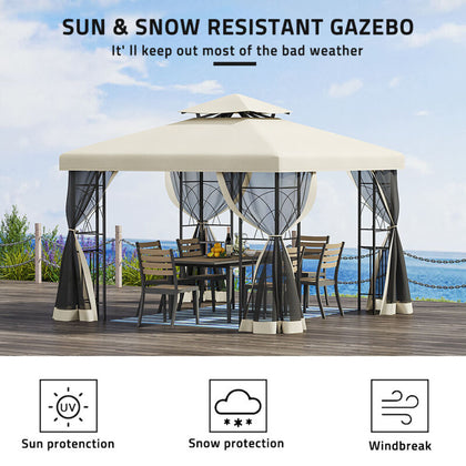 3M Gazebo Waterproof Awning Tent Marquee Canopy w/ 4 Sides Curtain Outdoor Party