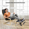 Wooden Lounge Chair Leisure Armchair with Storage Footstool & Removable Cushion