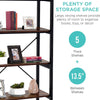 5 Tier Bookshelf Bookcase Industrial Wood Metal Storage Display Shelving Rack