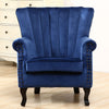 Velvet/Linen Chesterfield Armchair Tufted Wing Back Scalloped Shell Chair Sofa