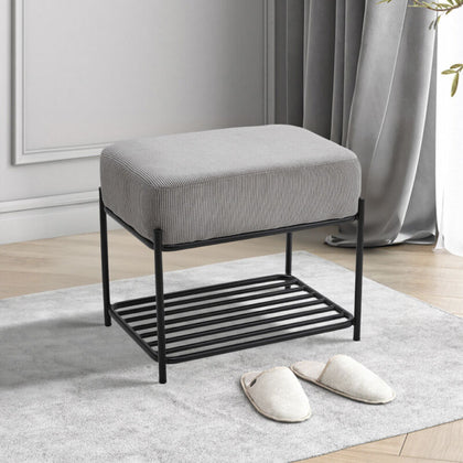 Metal Shoe Stool Storage Rack Sofa Side Table Chair Footstool Upholstered Seat