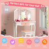 2 in 1 Kids Vanity Table and Chair Set Makeup Dressing Table W/ Mirror & Drawer