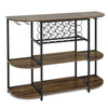 Wooden Kitchewn Wine Storage Rack Industrial Bar Buffet Table w/ Glass Holder