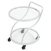 Silver Drinks Trolley 2 Tier Glass Shelves Wine Food Holder Serving Cart Home