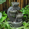 C-Shaped Bowls Cascading Water Fountain Feature Garden Statue With LED Lights UK