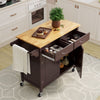 Rolling Kitchen Island w/ 2 Drawers Storage Trolley Utility Cart w/ Towel Rack