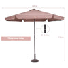 3M Patio Parasol w/6 Metal Ribs & Air Vent Sun Shade Beach Market Table Parasol