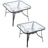 Outdoor Glass Table Patio Garden 105CM Square Table with Parasol Hole MetalFrame