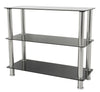 Black Glass 3 Tier Shelving Unit Shelf Storage Display Cabinet Metal Chrome Legs