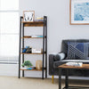 Industrial Ladder Bookcase 4 Tier Rustic Shelving Unit Metal Plant Storage Stand