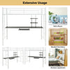 3.5FT Single Metal Loft Bed Frame High Sleeper Bunk Bed W/ Desk Storage Shelves