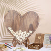 3D Wood Retro Wedding Guest Book Heart Shape Frame DIY Box W/88 Signature Heart