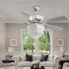 52" Ceiling Fan 5 Chrome Blades LED Crystal Chandelier Lamp with Remote Control