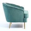 Velvet Armchair Shell Lotus Oyster Back Sofa Metal Gold Leg Chair Lounge Bedroom