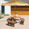 6-Person Outdoor Wooden Round Picnic Table Garden Circular Picnic Bear Table