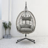 Foldable Hanging Egg Chair Rattan Hammock Garden Swing Chair with Steel Frame