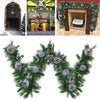9ft Thick Christmas Garland XMAS Decorative Pre-Lit LED Lights Door Shop Wreath