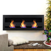 Bio Ethanol Fireplace Black Matte Box Real Flame & Glass Design Eco Fire Burner