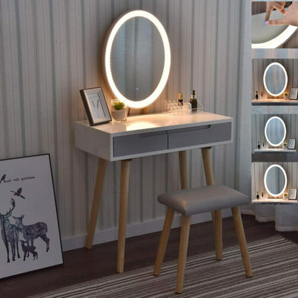 Makeup table hairdressing table cosmetic table dresser lighting mirror stool white-