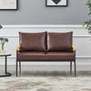Luxury 2 Seater Deep Brown Faux Leather Sofa Armchair Couch Living Room Offices