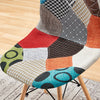 4Pcs Fabric Retro Lounge Office Chair Dining Chairs Wooden Leg Padded Patchwork