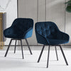 2 x Rotatable Dining Chairs Padded Velvet Seat Metal Legs Swivel Kitchen Modern