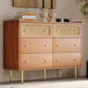 Rattan Sideboard Cabinet Chest of Drawers w/ 6 drawers Living Room Furniture QY