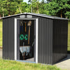 3/6/8/10/12ft Metal Garden Shed Outdoor Storage Steel Heavy Duty +Foundation Kit