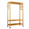 Heavy Duty Wooden Clothes Rail Rack Garment Hanging Stand Corner Open Wardrobe