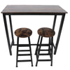 3Pcs Table Chairs Furniture Set Coffee Table Kitchen Height Bar Stool Dining