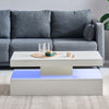 Coffee Table LED High Gloss White Rectangle Cocktail Table Modern Living Room