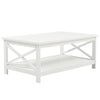 88cm White Coffee Table With Storage Rectangle Living Room Wooden Legs Furniture