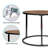 2Pcs Retro Brown Round Coffee Tables Set Sofa Side Nested End Tables Living Room