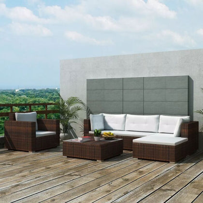 42742 17 Piece Garden Sofa Set Poly Rattan Brown (UK/IE/FI/NO Only) E3G4