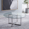 Coffee Table Living Room Accent Table 100cm Round Glass Top &Stainless Steel Leg