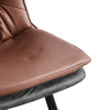 Set of 2 Dining Chair Brown Faux Leather Double Layer Padded Seat Dining Room