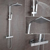 Thermostatic Bath Shower Mixer Set Square Twin Head Expose Valve Rainfall Chrome