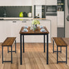 3 PCS Dining Table Set Dining Table & 2 Benches 2-4 Persons W/ Anti-Rust Frame