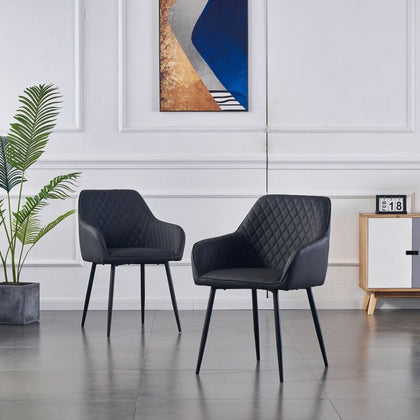 1/2/3/4/6X Dining Chairs PU Padded Seat Breakfast Chairs Metal Legs Home Office