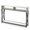 2-Tier Console Table X-Design Hallway Storage Cabinet Sofa Side Table W/ Shelf